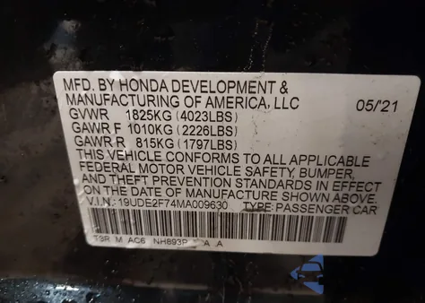 2021 Acura Ilx Premium/Technology from USA, damaged, VIN 19UDE2F74MA009630